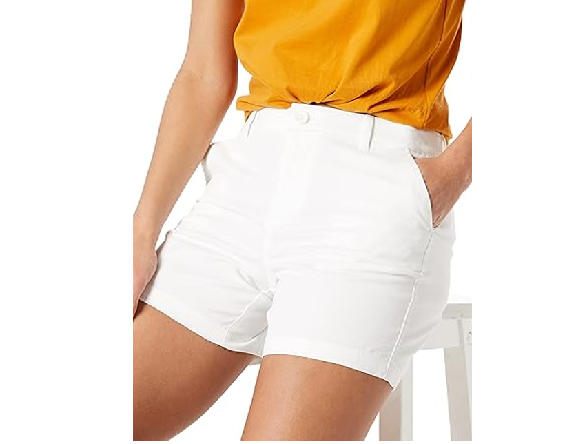 Amazon Essentials Women's 5" Inseam Chino Shorts, White, 12
