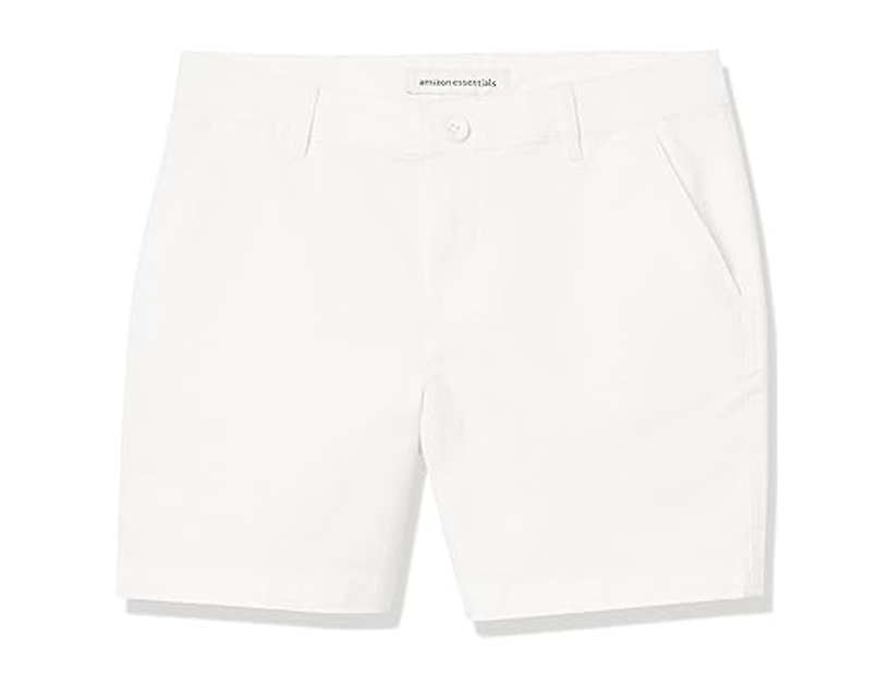 Amazon Essentials Women's 5" Inseam Chino Shorts, White, 12