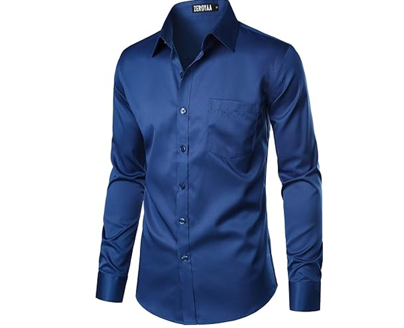 ZEROYAA Men Urban Stylish Casual Business Slim Fit Long Sleeve Dress Shirt, XXL