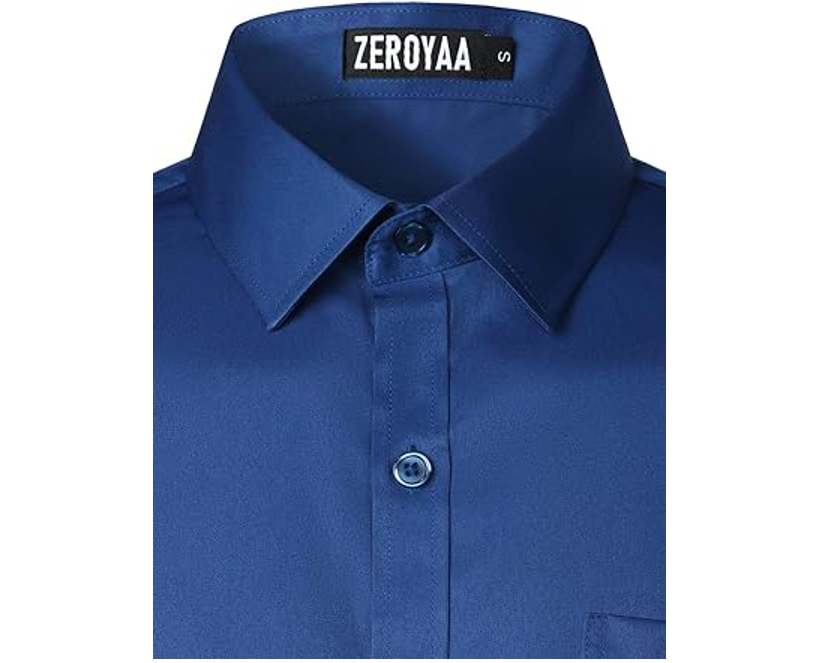 ZEROYAA Men Urban Stylish Casual Business Slim Fit Long Sleeve Dress Shirt, XXL