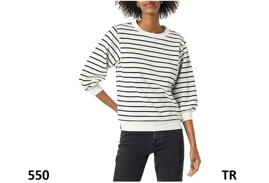 Essentials Women's French Terry Fleece Sleeve Detail Crewneck Sweatshirt, XS