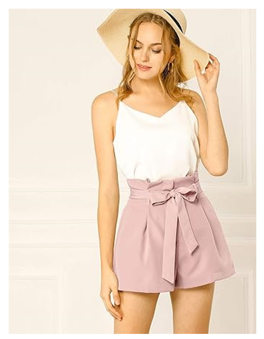 Allegra K Women's St Patrick's Day Bow Tie High Waist Short Paper Bag Shorts, XS