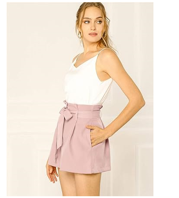 Allegra K Women's St Patrick's Day Bow Tie High Waist Short Paper Bag Shorts, XS