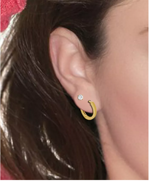 Essentials Cubic Zirconia Round Stud & Polished Huggie Hoop in Gold Plate $50