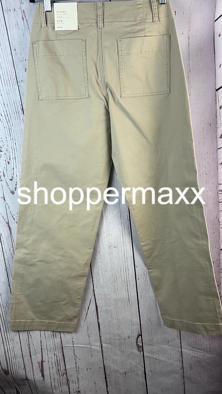Women's Mid-Rise Relaxed Straight Leg Chino Pants - A New Day, Beige, Size- 6
