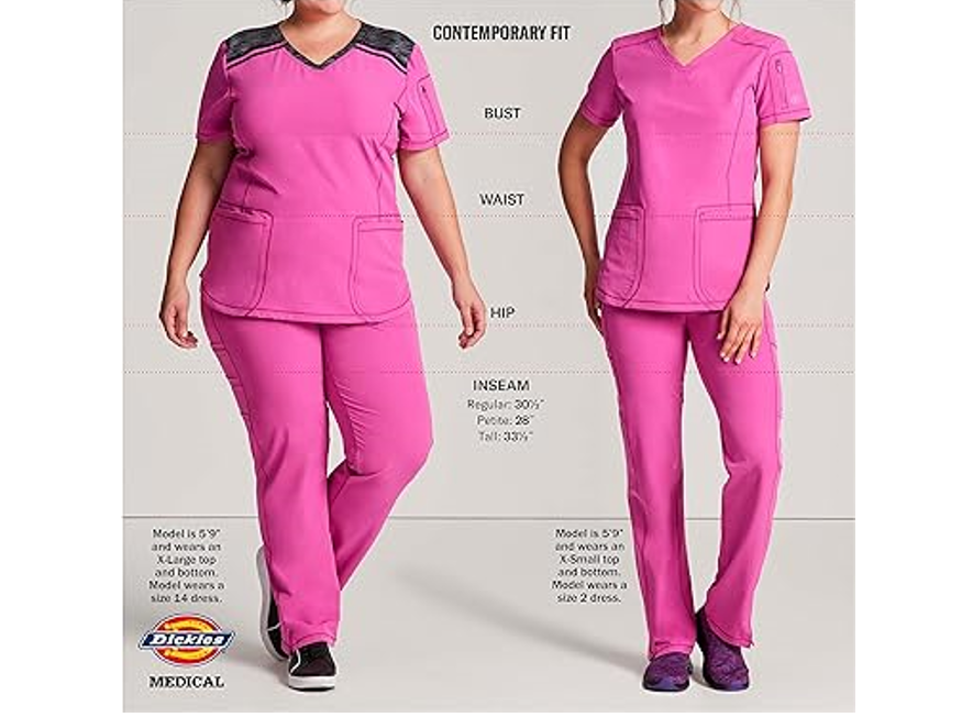 Dickies Women's Signature Jr. Fit V-Neck Top Medical Scrubs Shirts, Black, XXL
