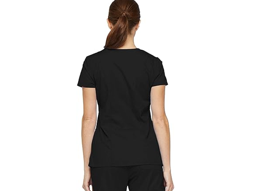 Dickies Women's Signature Jr. Fit V-Neck Top Medical Scrubs Shirts, Black, XXL