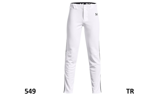 Under Armour Boys' Gameday Vanish Pipe 21 Pants, Knit, White/Black, YMD