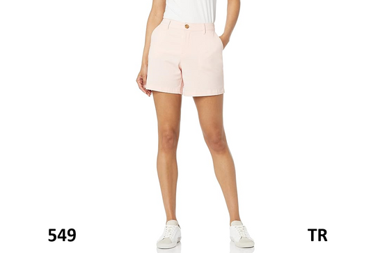 Amazon Essentials Women's 5" Inseam Chino Short, Curvy Fit Type, Dusty Pink, 14