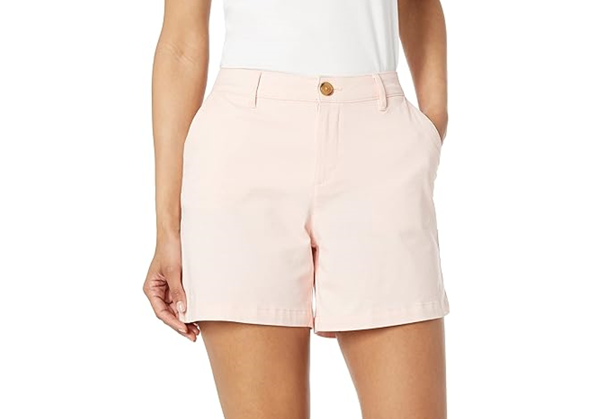 Amazon Essentials Women's 5" Inseam Chino Short, Curvy Fit Type, Dusty Pink, 14