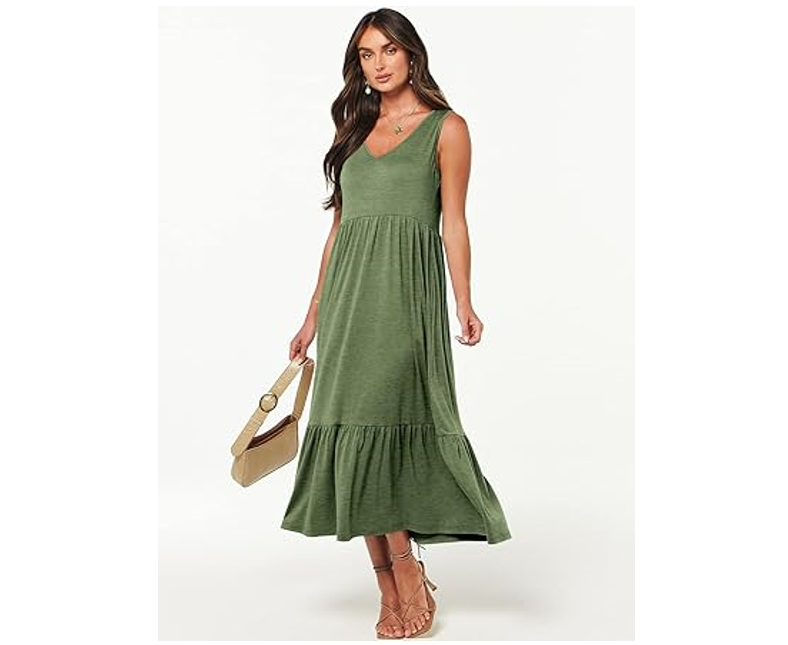 ANRABESS WomenSummer Casual Sleeveless V-Neck Swing Dress Fit & Flare Flowy, XL