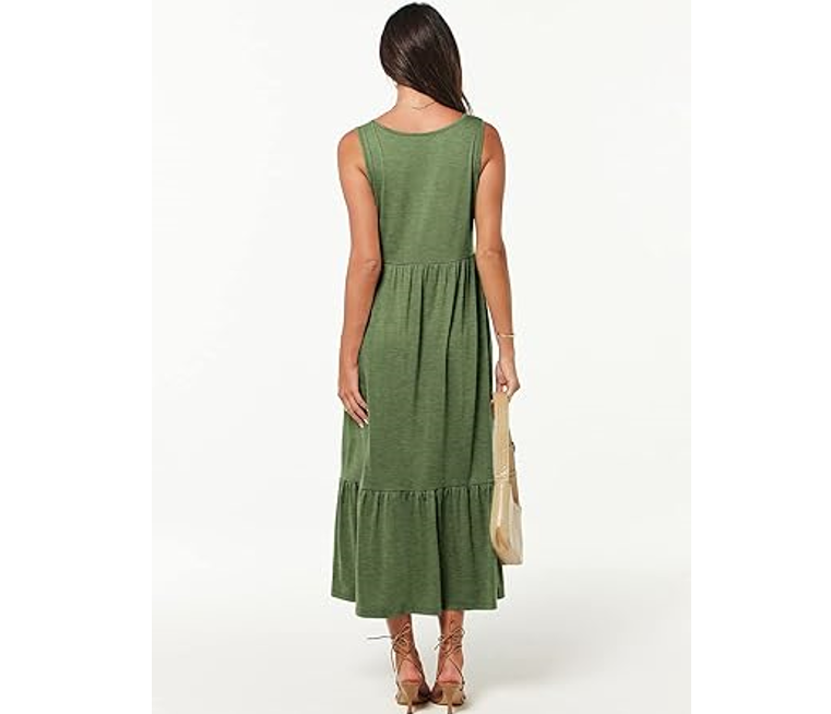 ANRABESS WomenSummer Casual Sleeveless V-Neck Swing Dress Fit & Flare Flowy, XL