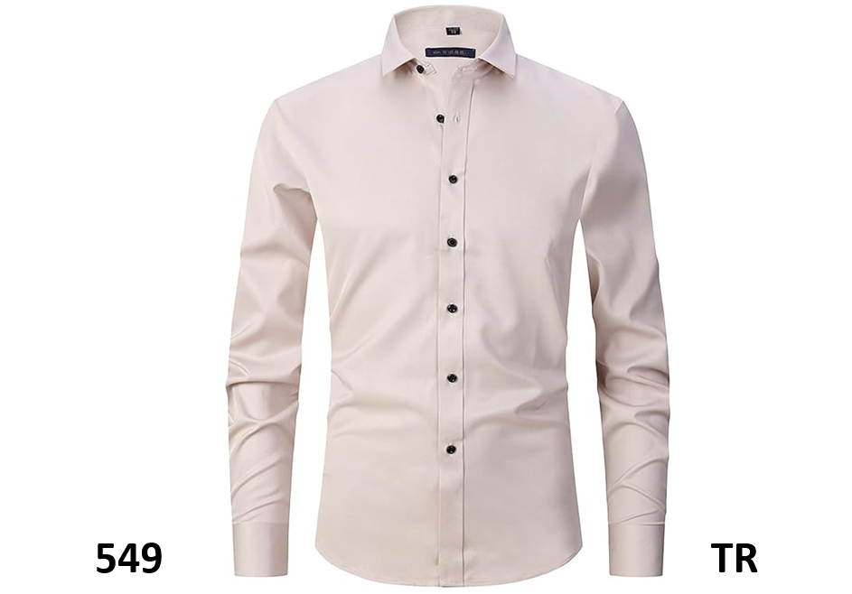 ATOFY Men's Long Sleeve Dress Shirt Regular Fit Casual Button-Down Solid Shirt,M