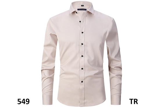 ATOFY Men's Long Sleeve Dress Shirt Regular Fit Casual Button-Down Solid Shirt,M