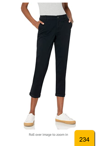 Essentials Women's Cropped Girlfriend Chino Pant, Black, 12