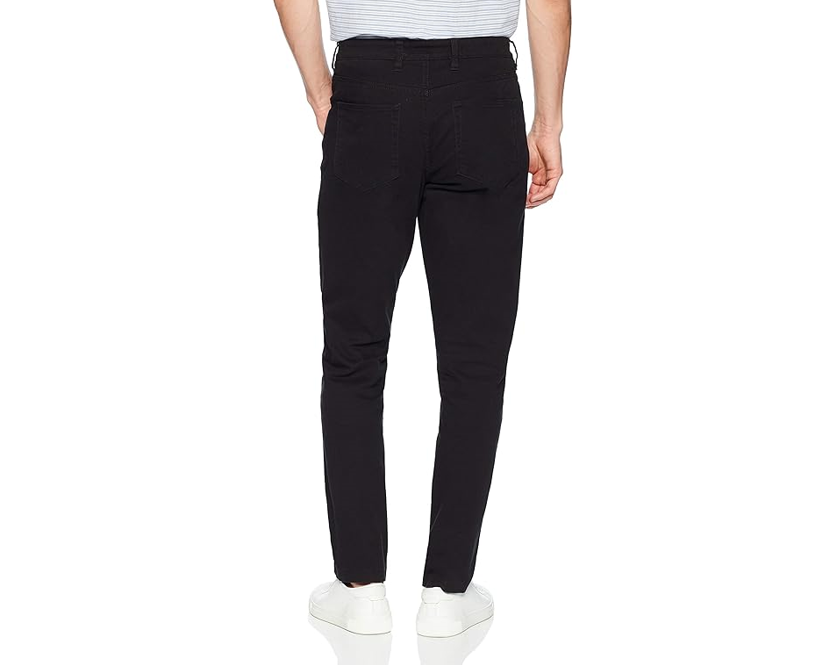 Essentials Men's Slim-Fit 5-Pocket Comfort Stretch Chino Pant, Black, 28Wx 28L
