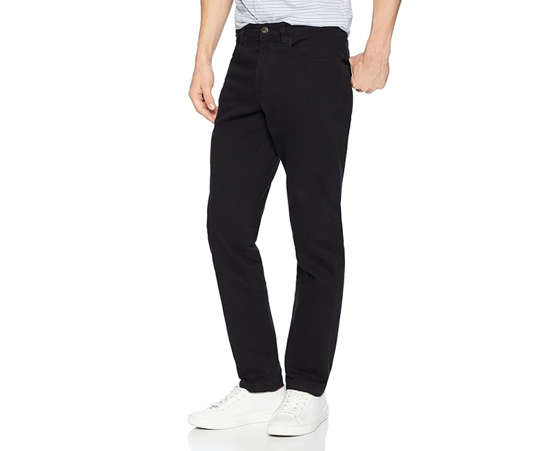 Essentials Men's Slim-Fit 5-Pocket Comfort Stretch Chino Pant, Black, 28Wx 28L