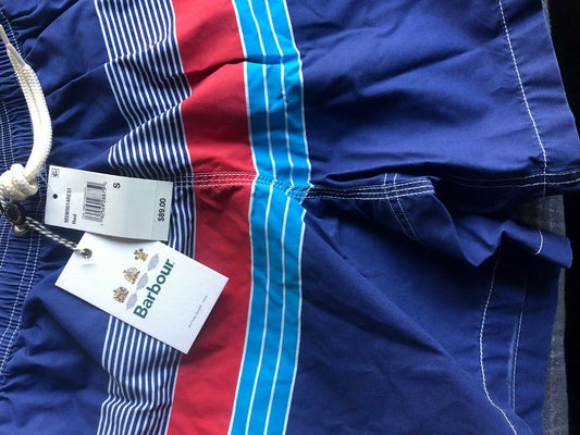 Barbour Swim  Barbour Men Striped Swim Trunks  Color: Red/Blue/White  S NWT