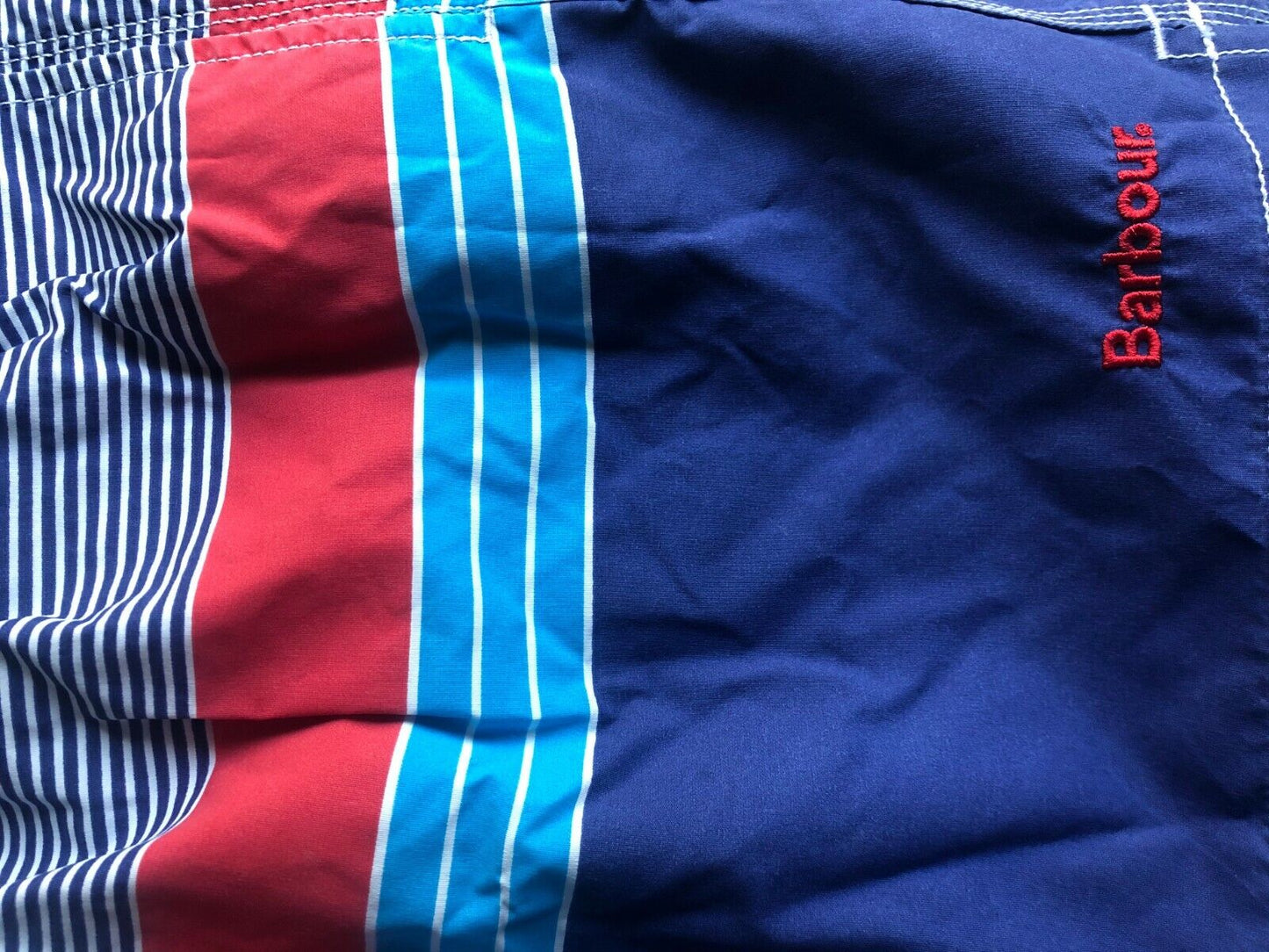 Barbour Swim  Barbour Men Striped Swim Trunks  Color: Red/Blue/White  S NWT