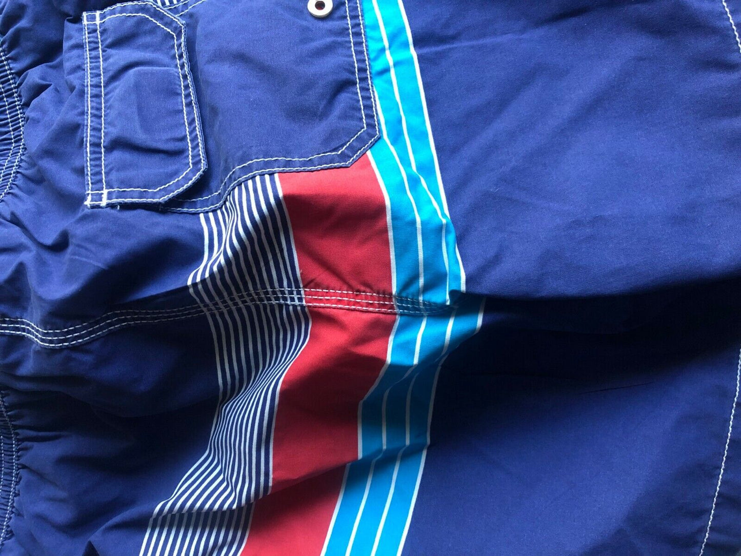 Barbour Swim  Barbour Men Striped Swim Trunks  Color: Red/Blue/White  S NWT