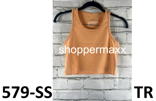 Alphalete Clay Essential Crop Tank Lifestyle Fit, Apricot, X-Small
