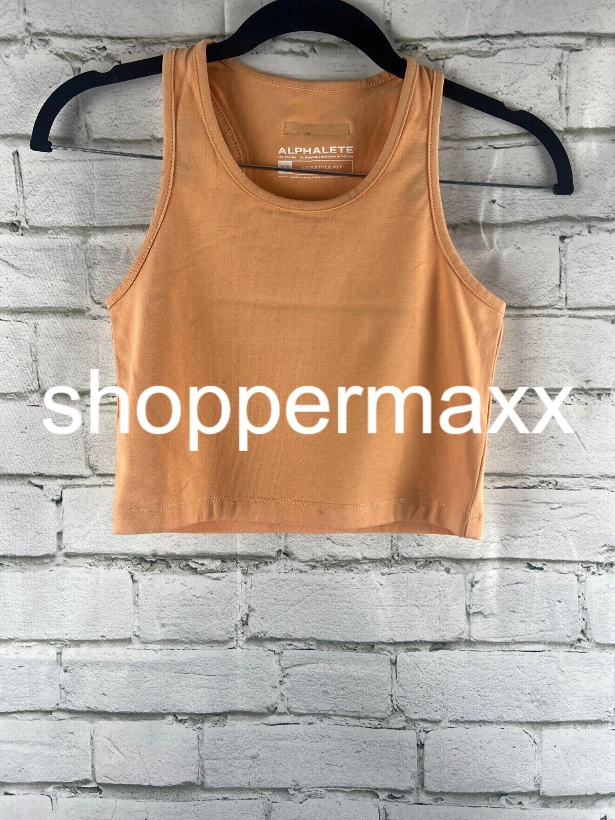 Alphalete Clay Essential Crop Tank Lifestyle Fit, Apricot, X-Small