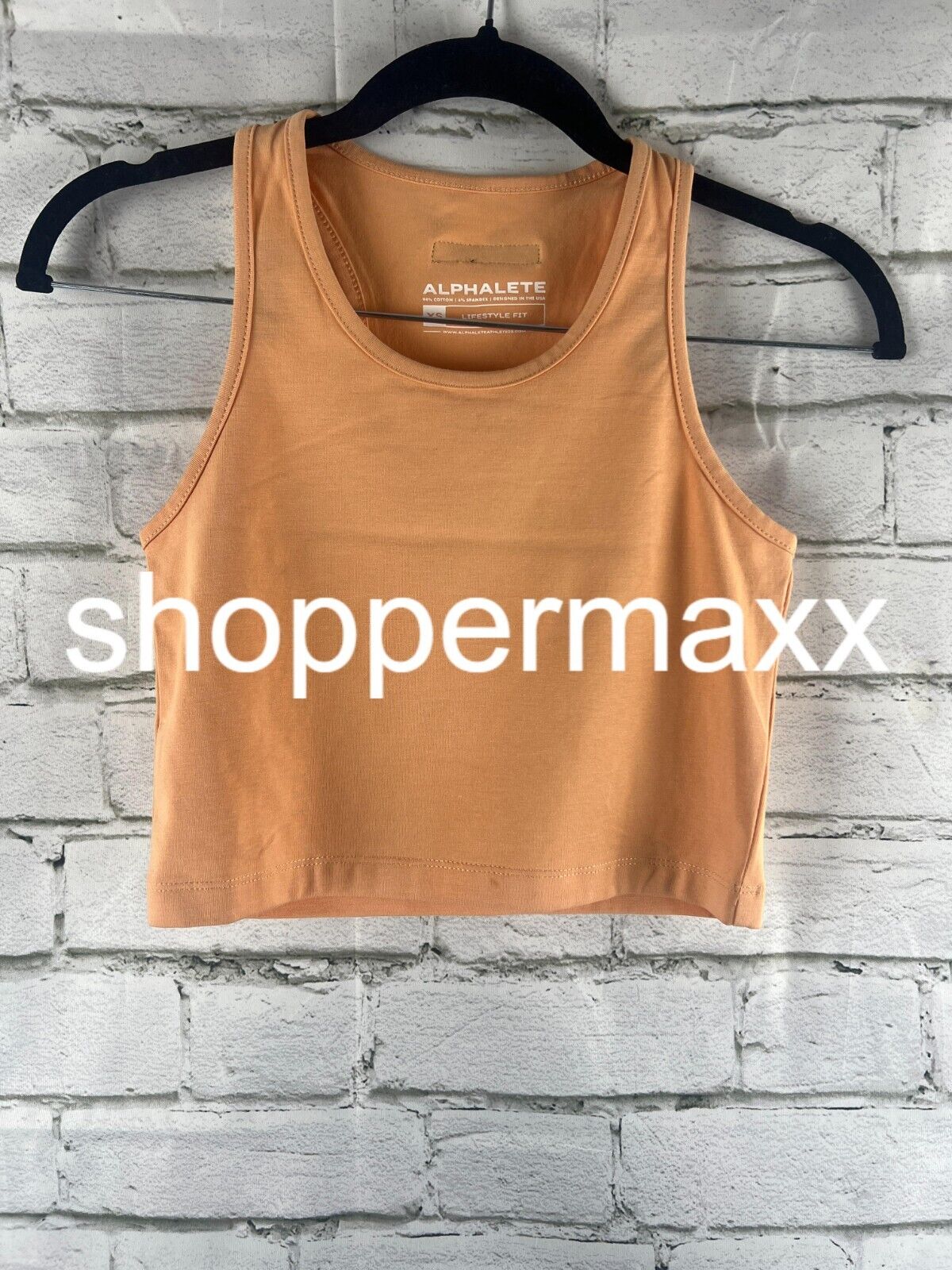Alphalete Clay Essential Crop Tank Lifestyle Fit, Apricot, X-Small