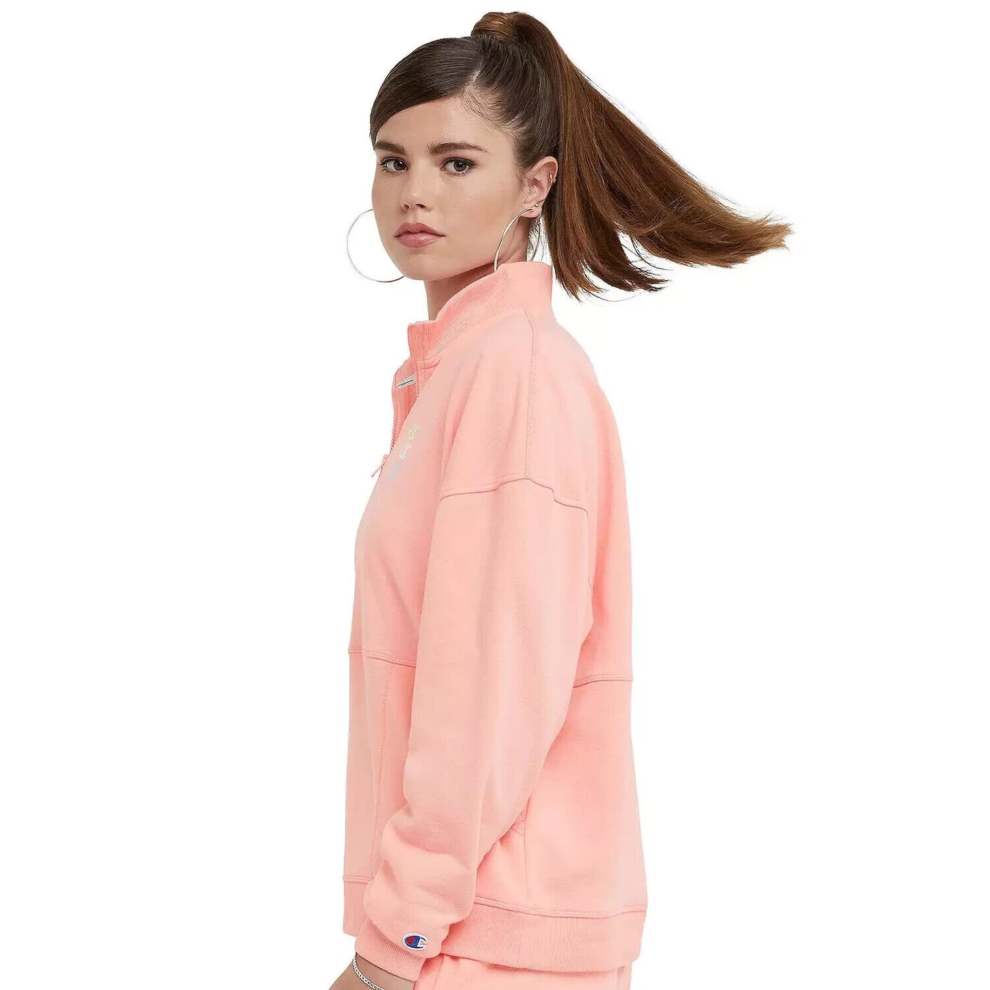 Women's Champion® Campus French Terry Quarter-Zip Pullover, Pink Starm, Medium