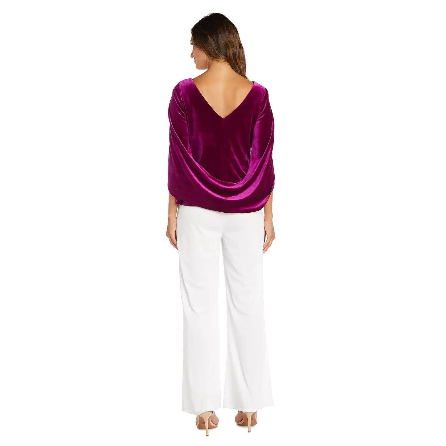 Women's R&M Richards Draped-Back Velvet Top, Pink, X-Large