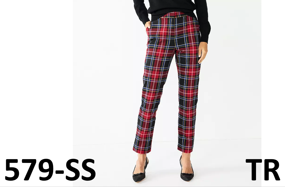 Women's DRAPER JAMES RSVP™ Plaid Straight-Leg Pants, Black Red, XXL