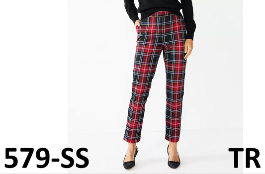 Women's DRAPER JAMES RSVP™ Plaid Straight-Leg Pants, Black Red, XXL