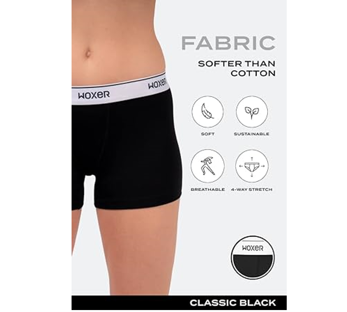 Woxer Women Boxer Briefs Underwear Star 3 Boyshorts Panties Soft Chafing-Free, L
