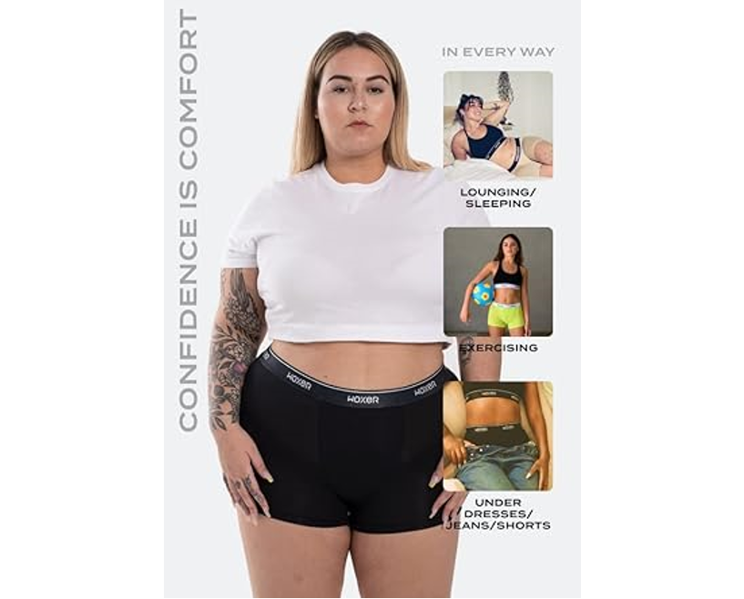 Woxer Women Boxer Briefs Underwear Star 3 Boyshorts Panties Soft Chafing-Free, L
