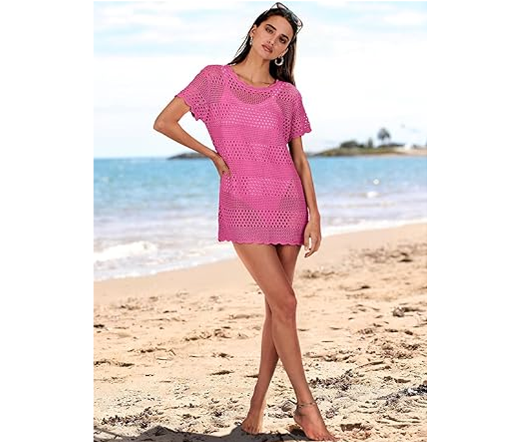 ANRABESS Women Swimsuit Coverup Crochet Bathing Suit Cover Ups for Swimwear, L