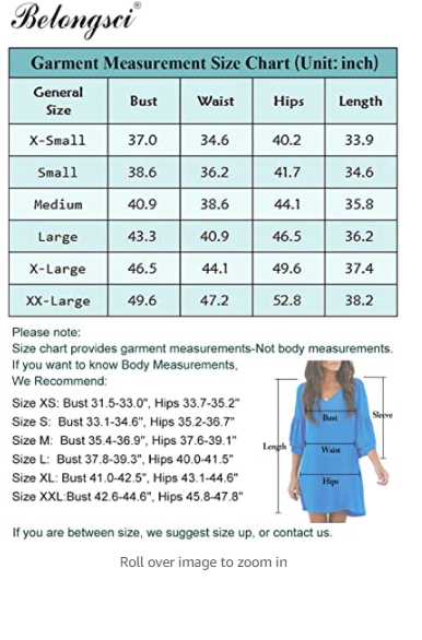 BELONGSCI Women's Dress Sweet & Cute V-Neck Bell Sleeve Shift Dress Mini Dress S