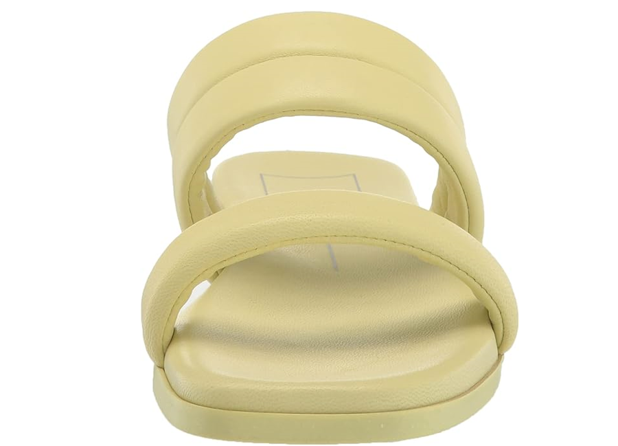 Dolce Vita Women's Adore Flat Sandal,Super Comfortable, Lemon Cream Leather, 6.5