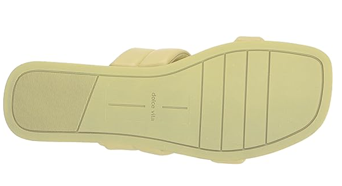 Dolce Vita Women's Adore Flat Sandal,Super Comfortable, Lemon Cream Leather, 6.5