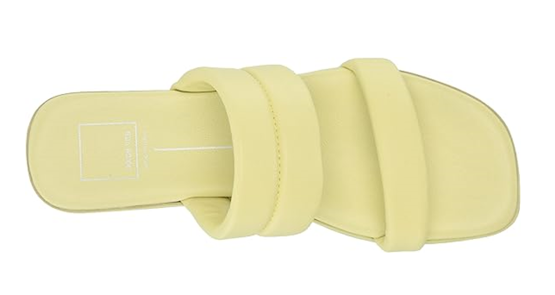 Dolce Vita Women's Adore Flat Sandal,Super Comfortable, Lemon Cream Leather, 6.5