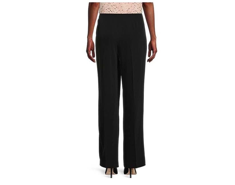 Anne Klein Women's Crepe de Chine High Rise Wide Leg Side Zip Pant, Asphalt, 12