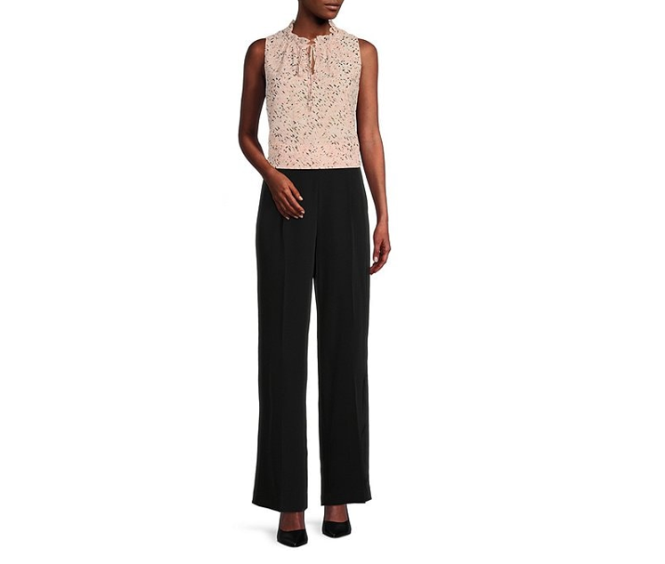 Anne Klein Women's Crepe de Chine High Rise Wide Leg Side Zip Pant, Asphalt, 12