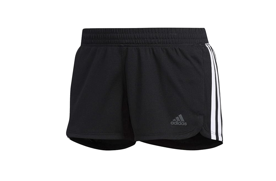adidas Women's Pacer 3-Stripes Knit Short, Elastic Waist, Slim Fit, Black, 2XL