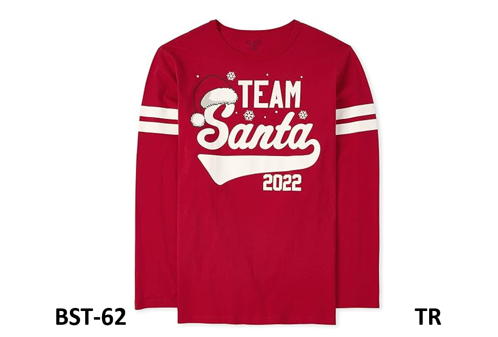 The Children's Place Boys Long Sleeve Graphic T-Shirt Team Santa 22-Hat-Adult, M