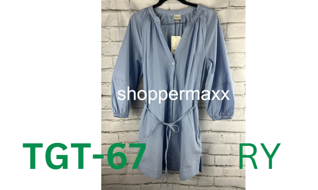Women's Balloon 3/4 Sleeve Mini Shirtdress - A New Day Blue/White Striped, S