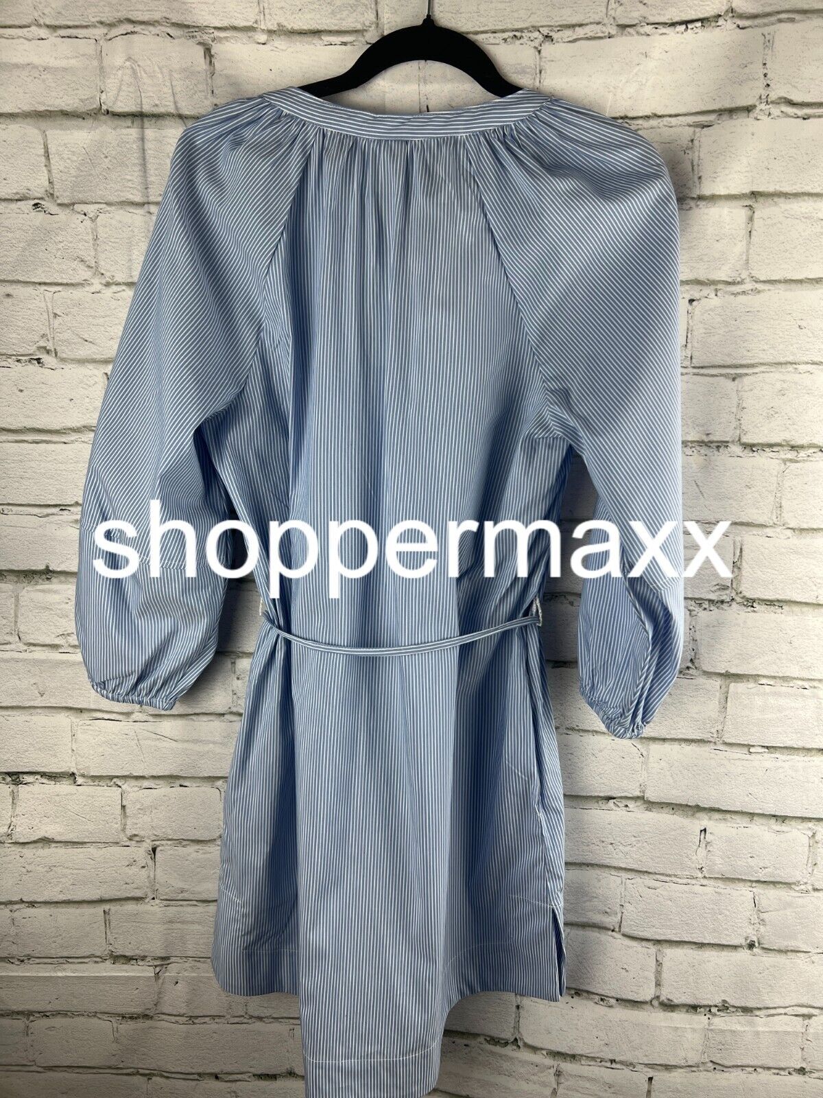 Women's Balloon 3/4 Sleeve Mini Shirtdress - A New Day Blue/White Striped, S