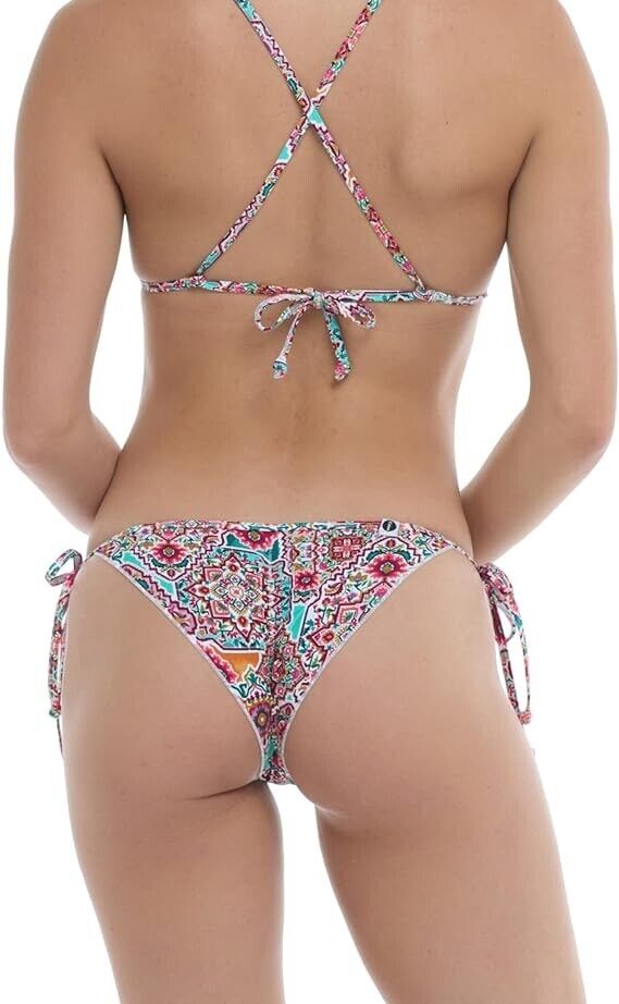 Eidon Women's Standard Tiki Tie Side Cheeky Bikini Bottom Swimsuit, Cusco Medium