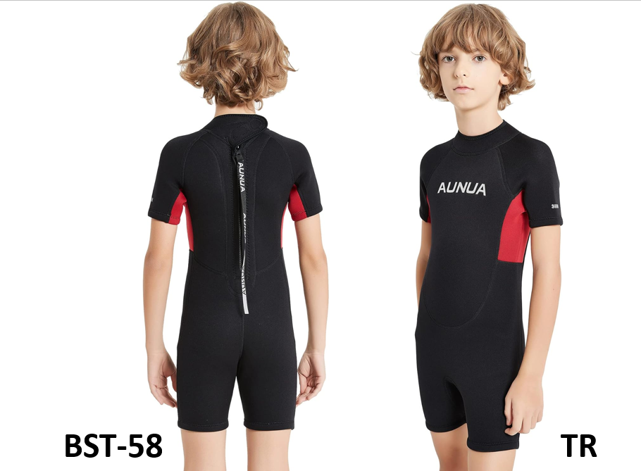Aunua Children's 3mm Youth Swimming Suit Shorty Wetsuits Neoprene for Kids, 14