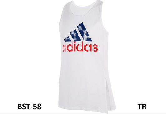 adidas girls Tie Front Tank Top Sleeveless Top T Shirt, White/Red, 2-4T US