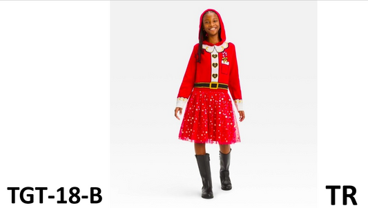 Well Worn Girls Holiday Christmas Santa Hooded Sweater Dress, Christmas Red, L