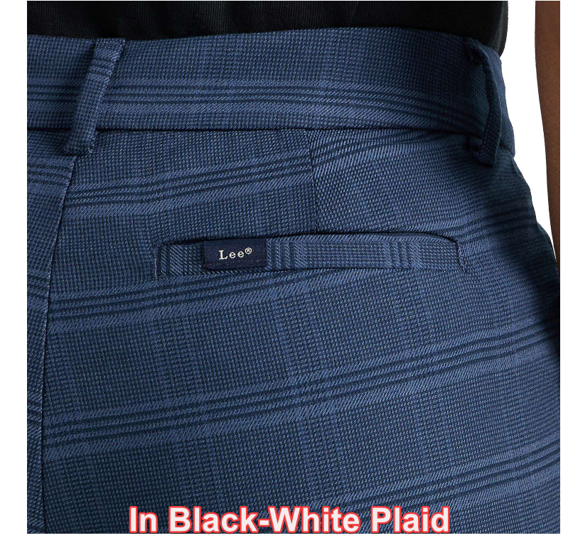 Women's Lee Wrinkle-Free Relaxed Fit Straight-Leg Pants, Black-White Plaid, 14M