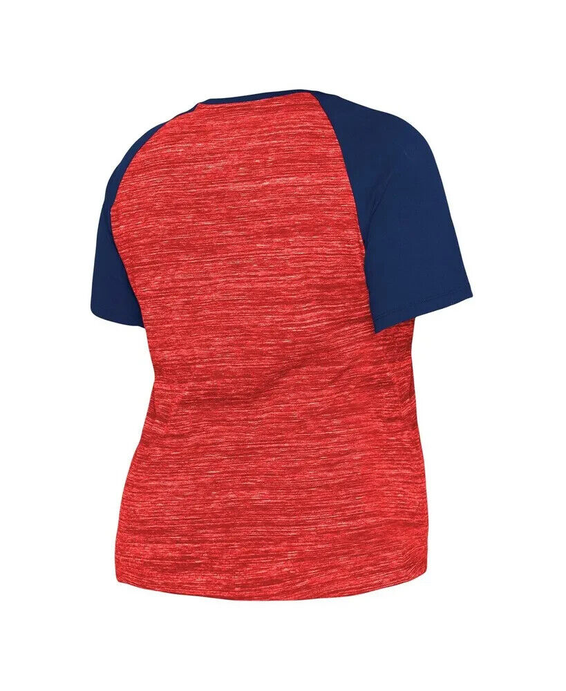 Women's New Era Red St. Louis Cardinals Plus Size Space Dye Raglan V-Neck, Large